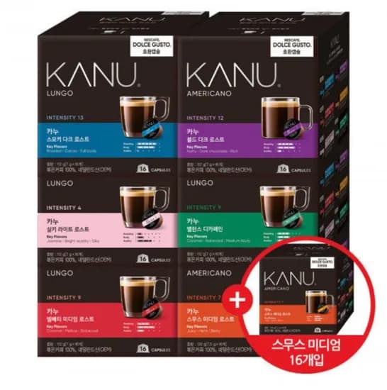 카누 캡슐커피 돌체구스토 호환 캡슐 6종 48개입+스무스미디엄 6개입 (20,820원/무료)1