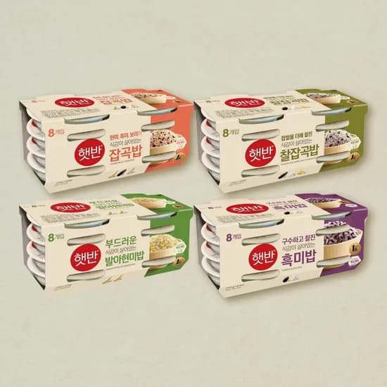 발아현미밥 210gX8개+잡곡밥 210gX8개+찰잡곡밥 210gX8개+흑미밥 210gX8개(총32개)(23939원 가격상이/무료)