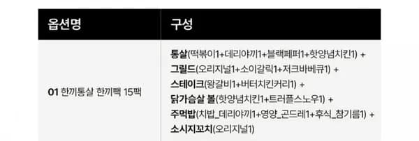 한끼통살 한끼팩 15팩 (18,000원/무료)