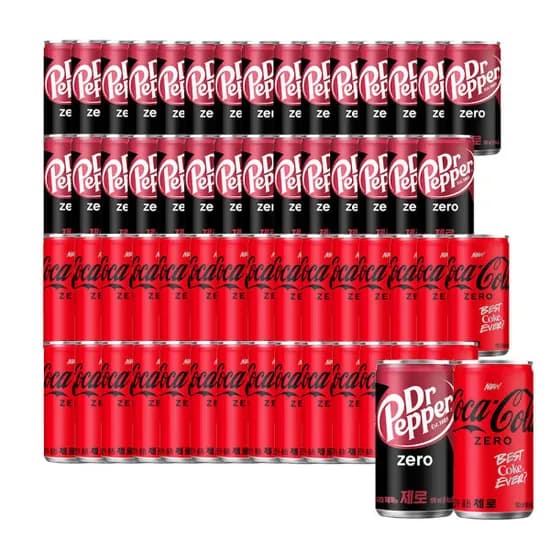 닥터페퍼 제로 190ml 30캔 + 코카콜라 제로 190ml 30캔 (22,710원/무료)
