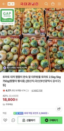 대저 토마토 대과 2.kg(18,800원/무배)5