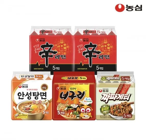 농심 신신안너짜 25입 (신라면0+안성탕면5+너구리5+짜파게티5) (16,700원/무료)1