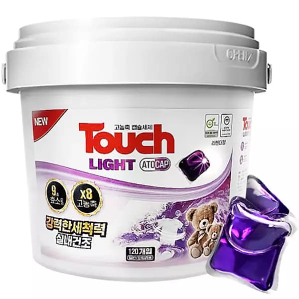 터치 라이트 아토캡 고농축 실내건조 캡슐세제 120개 2종 (6,960원/무료)