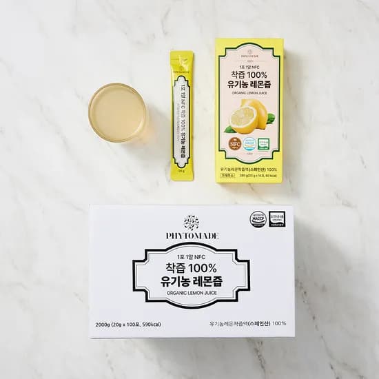 착즙 100% 유기농 레몬즙 20g 100포 (19,800원/무료)