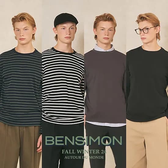 벤시몽 남성 워셔블 스트라이프 긴팔 티셔츠 4종 택1 (11,700원/무료)