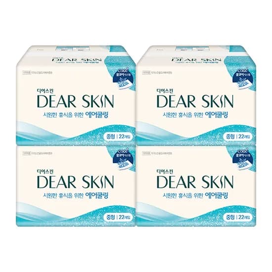 깨끗한나라 생리대 디어스킨 에어쿨링 중형 22개입 4팩 (8,600원/무료)