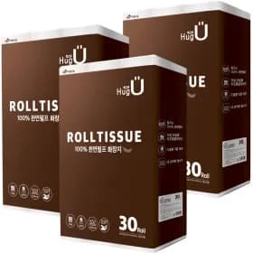 허그유 천연펄프 화장지 3겹 30m 30롤 x 3팩 (27,810원/무배)