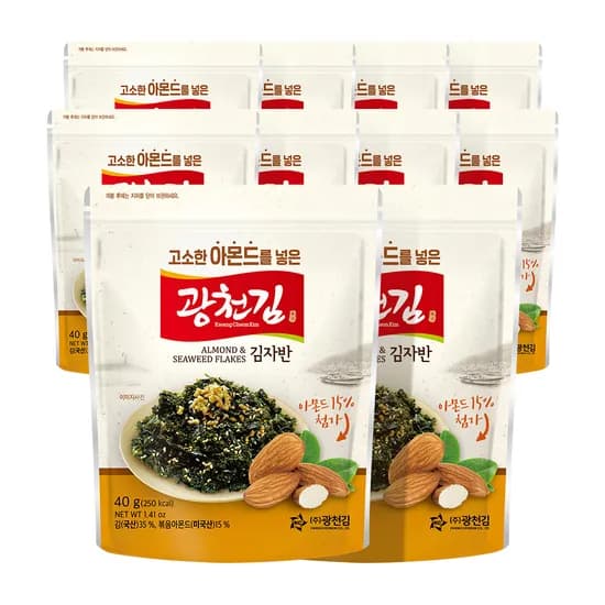광천김 고소한 아몬드를 넣은 김자반 40g 10봉 (9,900원/무료)
