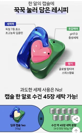 고농축 캡슐세제 딥큐 오션브리즈 100개입+100개입 (14,80원/무배)2