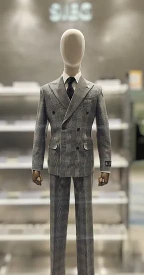 지이크 제브릭원단 캐시미어 블렌디드 글랜체크 더블정장