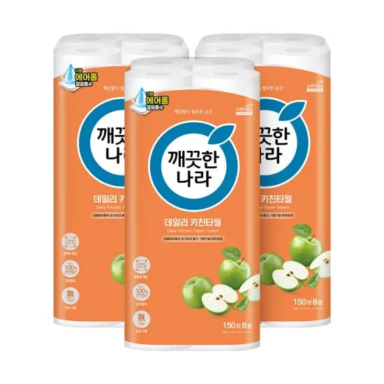 깨끗한나라 데일리 키친타올 150매 8롤 3팩