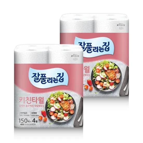 잘풀리는집 키친타월 150매 4롤 2팩