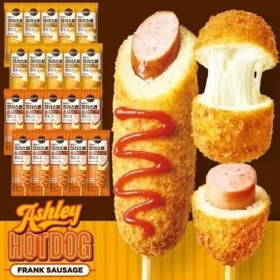 애슐리 크리스피 핫도그 소시지탱글 80g 10개+모짜탱글 80g 10개 (17,900원/무료)