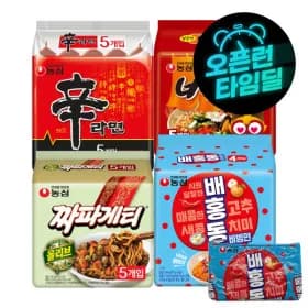 신라면 5봉 너구리 5봉 짜파게티 5봉 배홍동 4봉 총 19봉 배홍동 비빔면 파우치 포함