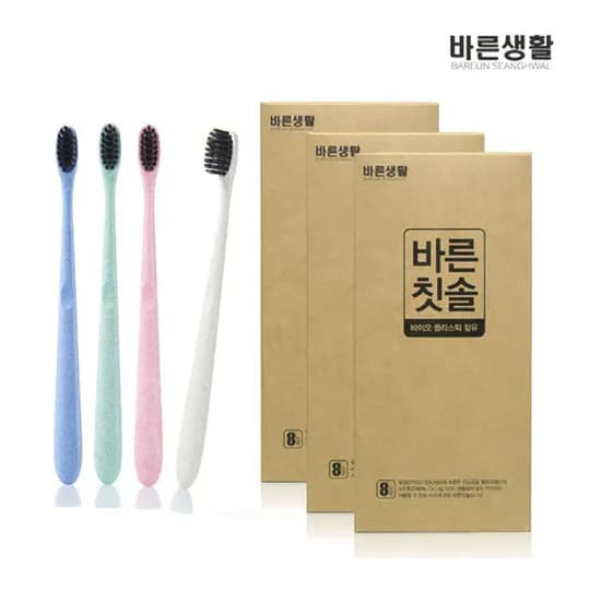 바른생활 바른칫솔 8입 X 3세트 24입 (유클 9,260원/무료)