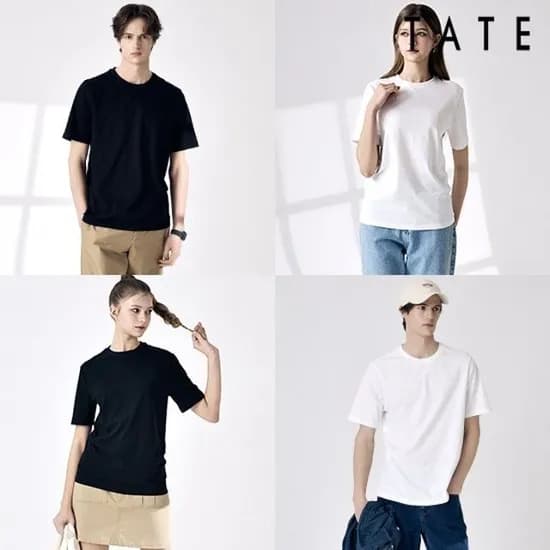 26SS 테이트 튜블러 오가닉 티셔츠 7종 (블랙+화이트/화이트) (30,530원/무배)