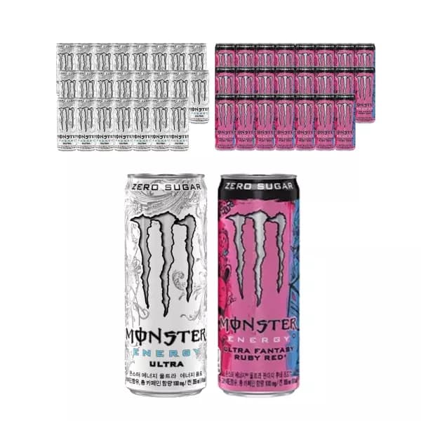 몬스터 에너지 울트라, 355ml, 24개 + 판타지 루비레드, 355ml, 24개 (티멤 46,410원/무료)