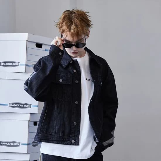 사이드 컷팅 워싱 스트레이트 데님 팬츠