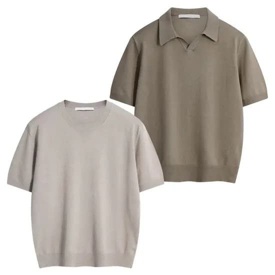 솔리드 반팔니트 카라넥/라운드 2종 택 (14,520원/무배)1