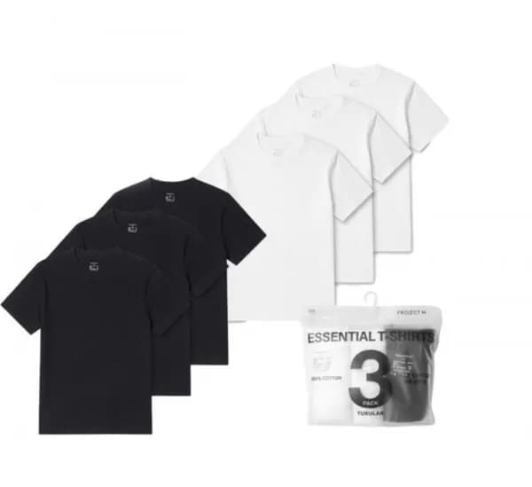 프로젝트엠 공용 코튼 반팔티 3개입