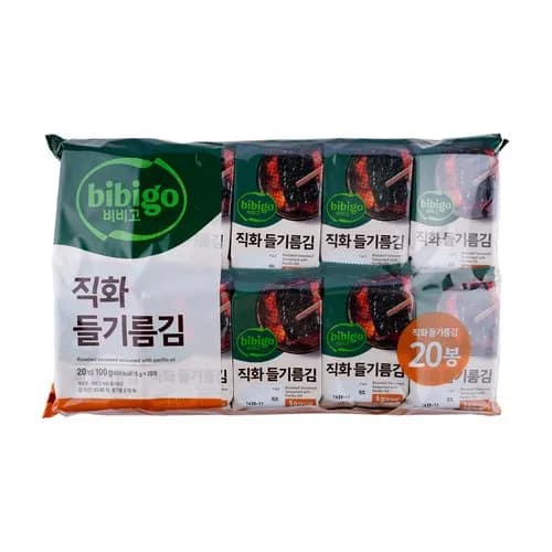 CJ 비비고 직화들기름김 5g*20봉(3980/만원이상 무료) 2만이상무배쿠폰사용가능4