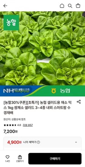 농협 샐러드용 채소 믹스 1kg 3~4종 외 다양