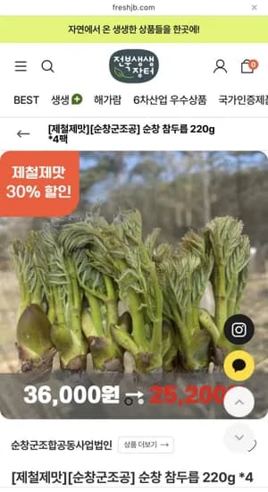 순창 참두릅 220g 4팩