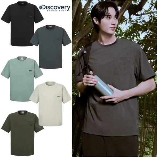 남성 프레시벤트 우븐 가슴포켓 반팔티셔츠