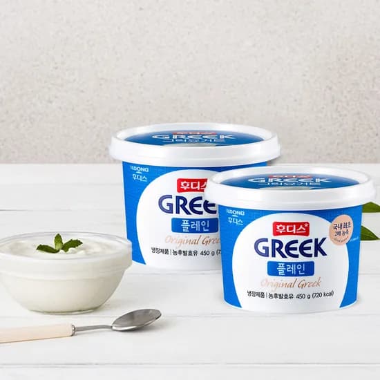 후디스 그릭요거트 플레인 450g 2개 (7,400원/무료)