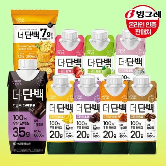 빙그레 더단백/고함량 프로틴 드링크 버라이어티팩 27팩+팝칩 1봉 (39,520원/무료)