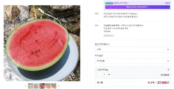 11브릭스 이상 봄수박 6kg (7,900원 / 무배)2