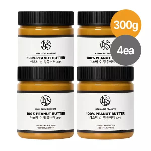 야스티 순 땅콩버터 크리미 300g X 4개 (29,020원/무료)