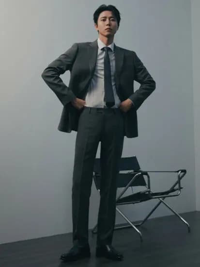 지오지아 사계절 스트레치 데일리 슬림핏 정장 차콜그레이