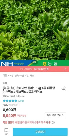 유러피안샐러드 1kg 3-4종랜덤 (5,940원/무료)