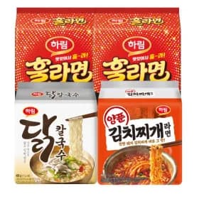 하림 라면 훌라면 8입+양푼김치찌개 4입+닭칼국수 4입 (3,650원/무료)1