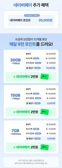air 알뜰폰 요금제 7GB+통화,문자 무제한 (6개월간 0원+네페) 배송무료