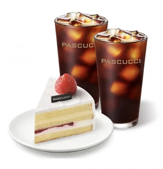 파스쿠찌 아메리카노(R) 2잔+오! 마이 화이트 조각케익, 28%할인 (네멤 11,440원/무료)