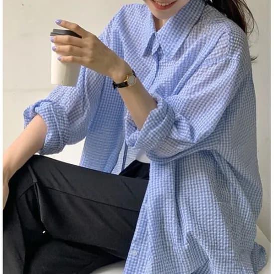 봄 박스체크 남방 (8,70 /무배)1