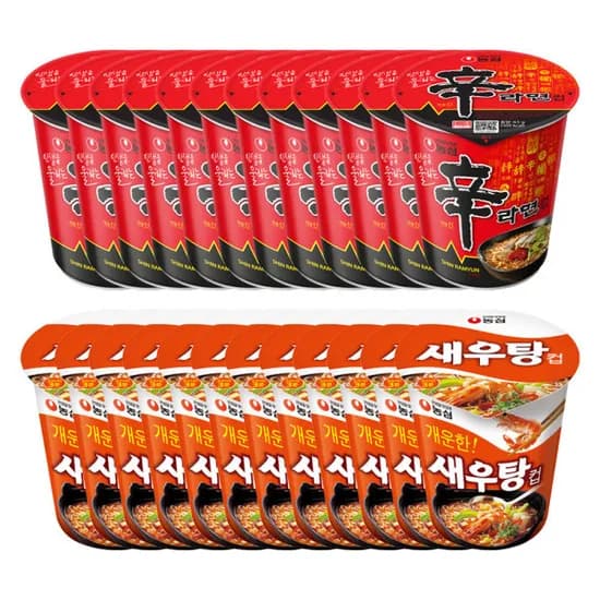 농심 컵라면 소컵 신라면 12개+새우탕면 12개 (19,940원/무료)