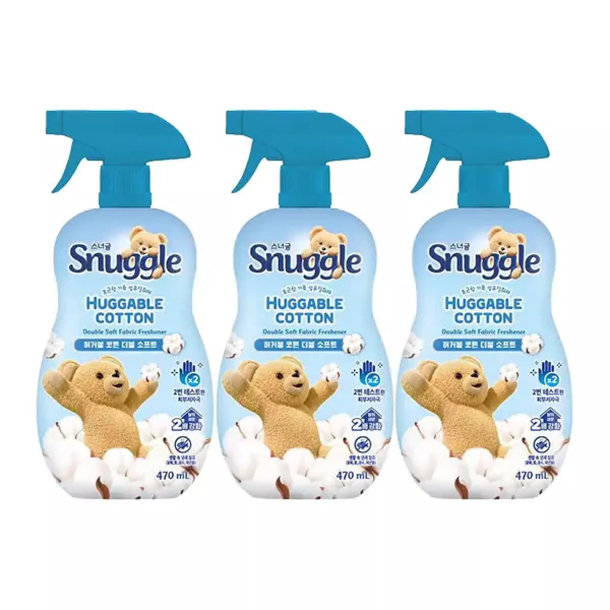 스너글 섬유탈취제 허거블 코튼 더블 소프트 470ml, 3개(티멤11,490원/무료)