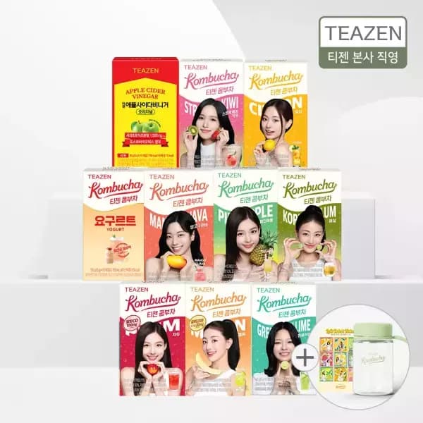 티젠 콤부차&애사비 세트팩 10개(총100T)+보틀+트와이스 엽서 선착순 (28,900원/무료)