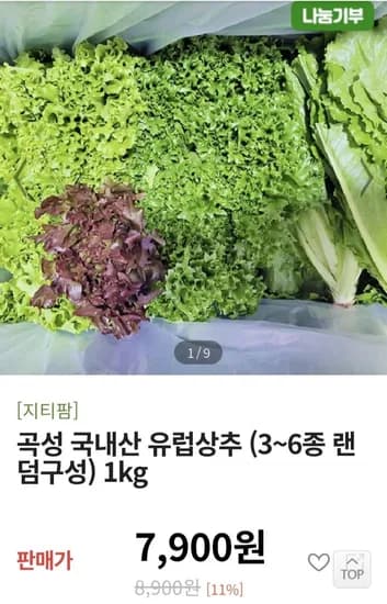 곡성 국내산 유럽상추1kg (5,900원/무료)