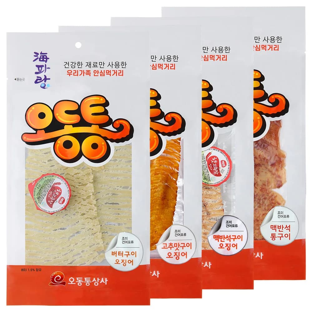 꾸이팬 꾸이맨 어포튀각 오동통 조미오징어 4가지 맛 세트 12개