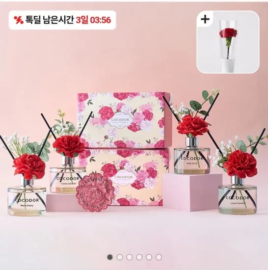 코코도르 카네이션 디퓨저 2개입+생화카네이션1송이 선물세트 (10,710원/무료)