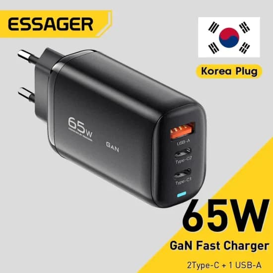 Essager 65W KR플러그 USB 타입 C GaN 충전기