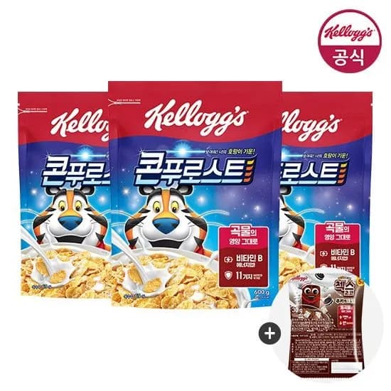 켈로그 콘푸로스트 600g 3개 + 증정 (13,980원/무료)