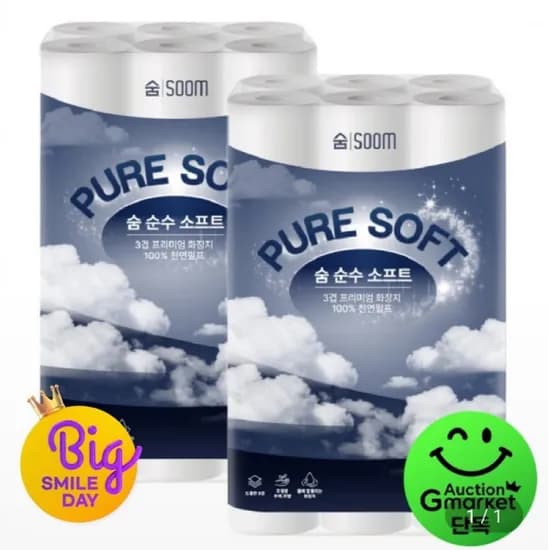 숨 순수소프트 30m 30롤 2팩 (1,100원/무료) 카드할인가 13,290원5