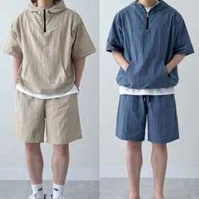 후드아노락 밴딩반바지 셋트 남녀공용 1세트