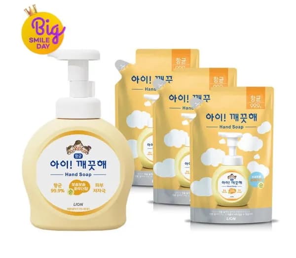 아이깨끗해 핸드워시 본품 용기 490ml 본품 용기 1개+450ml 리필 3개(향 선택) (10,160원/무료)