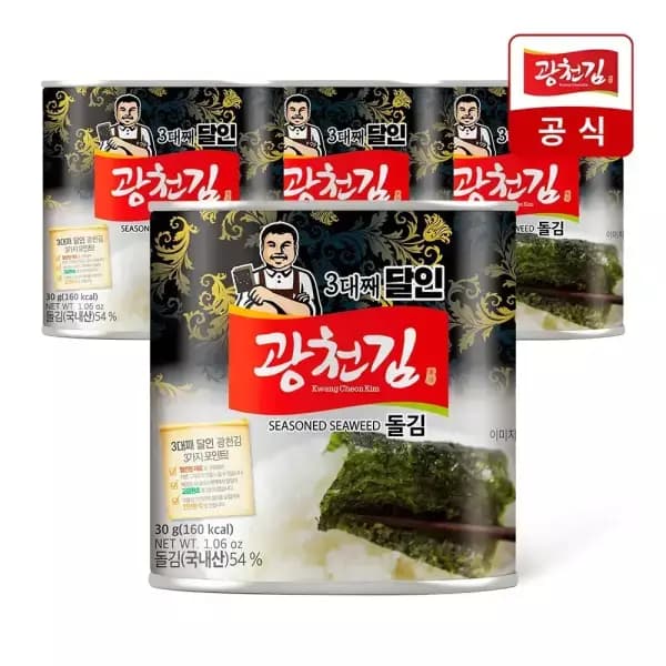광천김 3대째 달인 돌김 캔김 30g 4개(티멤10,800, 무배)